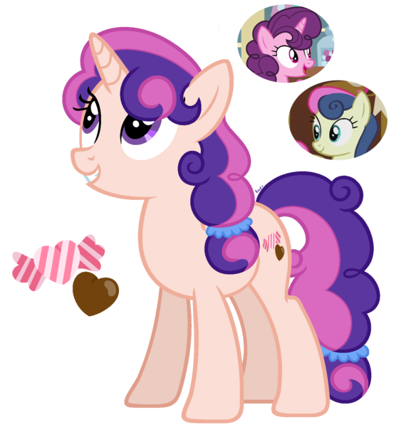 Size: 1500x1600 | Tagged: safe, artist:cherrycandi, derpibooru import, bon bon, sugar belle, sweetie drops, pony, unicorn, base used, candy, chocolate, cutie mark, female, food, fusion, image, mare, png, ponytail, simple background, transparent background