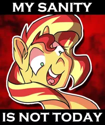 Size: 510x605 | Tagged: safe, artist:kenishra, derpibooru import, sunset shimmer, pony, unicorn, equestria girls, my past is not today, female, image, insanity, mare, png