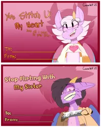 Size: 2450x3100 | Tagged: safe, artist:conmanwolf, derpibooru import, oc, oc:scraps, oc:stitches, unofficial characters only, draconequus, image, knife, png, valentine's day card