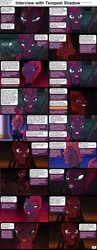 Size: 1282x3304 | Tagged: safe, derpibooru import, grubber, tempest shadow, pony, unicorn, comic:celestia's servant interview, my little pony: the movie, broken horn, caption, cs captions, female, horn, image, interview, lidded eyes, looking at you, mare, png, text