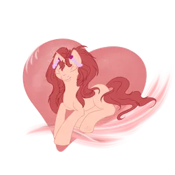 Size: 2449x2449 | Tagged: safe, artist:artbleed, derpibooru import, oc, unofficial characters only, pony, unicorn, eyes closed, female, heart, horn, image, lying down, mare, png, prone, simple background, solo, transparent background, unicorn oc