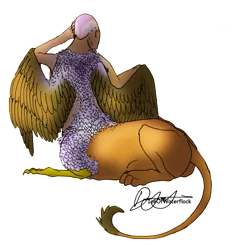 Size: 1700x1766 | Tagged: safe, artist:iceofwaterflock, derpibooru import, gilda, griffon centaur, human, taur, humanized, image, looking away, png, simple background, solo, species swap, transparent background