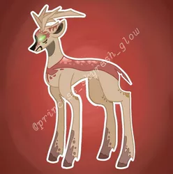 Size: 1080x1087 | Tagged: dead source, safe, artist:princess_skyresh_glow, derpibooru import, ponified, deer, deer pony, original species, pony, antlers, glowing eyes, gradient background, image, jpeg, scp, scp-173, solo