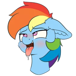 Size: 4000x4000 | Tagged: suggestive, artist:yelowcrom, derpibooru import, rainbow dash, pegasus, pony, blushing, bust, cheek fluff, drool, drool string, ear fluff, female, image, mawshot, open mouth, oral invitation, png, saliva puddle, salivating, simple background, slimy, tongue out, transparent background