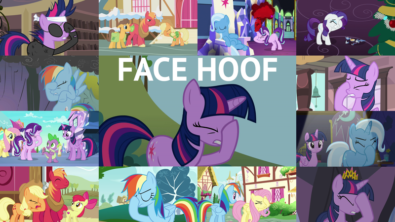 Size: 1960x1103 | Tagged: safe, derpibooru import, edit, edited screencap, editor:quoterific, screencap, apple bloom, applejack, big macintosh, caramel, fluttershy, rainbow dash, rarity, spike, starlight glimmer, trixie, twilight sparkle, twilight sparkle (alicorn), alicorn, dragon, earth pony, pegasus, pony, unicorn, a hearth's warming tail, all bottled up, applebuck season, dragonshy, equestria games (episode), flutter brutter, it's about time, no second prances, rainbow falls, simple ways, the crystalling, where the apple lies, winter wrap up, bag, belly, bow, clothes, crown, eyepatch, eyes closed, facehoof, female, filly, floppy ears, future twilight, image, jewelry, male, open mouth, png, regalia, saddle bag, unicorn twilight, vest