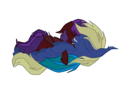 Size: 1451x1043 | Tagged: safe, artist:tikibat, derpibooru import, oc, oc:scarlet eclipse, oc:silver eclipse, unofficial characters only, bat pony, pony, bat pony oc, bat wings, cuddling, cute, derpibooru exclusive, duo male and female, ear fluff, eyes closed, fangs, female, image, male, mare, membranous wings, png, simple background, sleeping, stallion, transparent background, wings