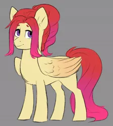 Size: 1040x1161 | Tagged: safe, artist:silentwolf-oficial, derpibooru import, oc, unofficial characters only, pegasus, pony, female, gray background, image, jpeg, magical lesbian spawn, mare, offspring, parent:fluttershy, parent:tree hugger, parents:flutterhugger, pegasus oc, simple background, solo, wings