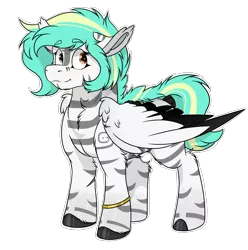 Size: 1690x1702 | Tagged: safe, artist:rokosmith26, derpibooru import, oc, oc:rokosmith, unofficial characters only, pegasus, pony, bracelet, chest fluff, female, floppy ears, folded wings, happy, heterochromia, hoof fluff, image, jewelry, mare, markings, png, short hair, short mane, simple background, solo, standing, stripes, tail, transparent background, tribal markings, wings