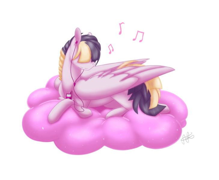 Size: 1122x923 | Tagged: safe, artist:scarletsfeed, derpibooru import, songbird serenade, pegasus, pony, my little pony: the movie, cloud, image, listening, mobile phone, phone, png, simple background, smartphone, transparent background