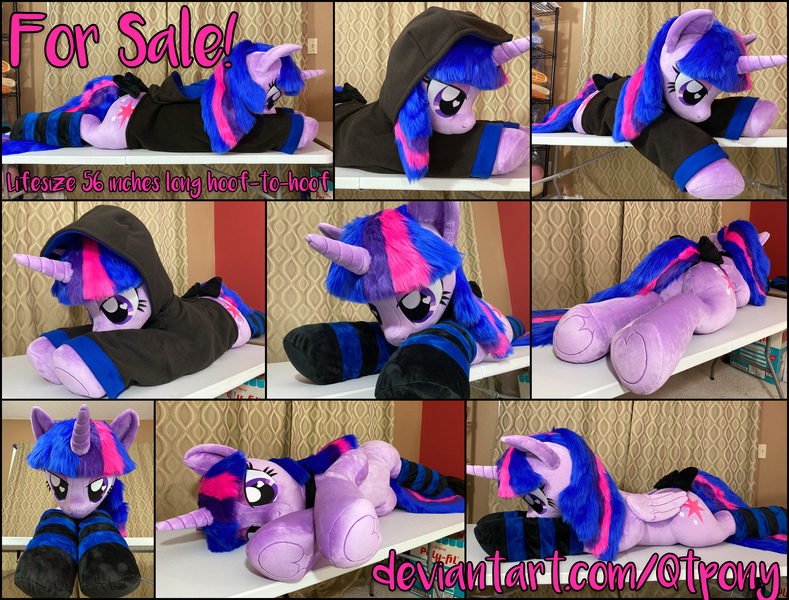 Size: 6000x4560 | Tagged: safe, artist:qtpony, derpibooru import, twilight sparkle, twilight sparkle (alicorn), alicorn, pony, absurd resolution, clothes, hoodie, image, irl, jpeg, life size, photo, plushie, socks, solo, striped socks