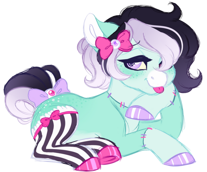 Size: 1024x849 | Tagged: safe, artist:azure-art-wave, derpibooru import, oc, oc:echo (tookiut), earth pony, pony, clothes, crossdressing, image, lying down, male, png, prone, simple background, socks, solo, stallion, transparent background