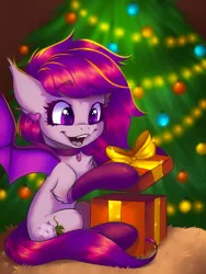 Size: 1200x1600 | Tagged: safe, artist:falafeljake, derpibooru import, oc, bat pony, christmas, christmas tree, holiday, image, jpeg, new year, solo, tree