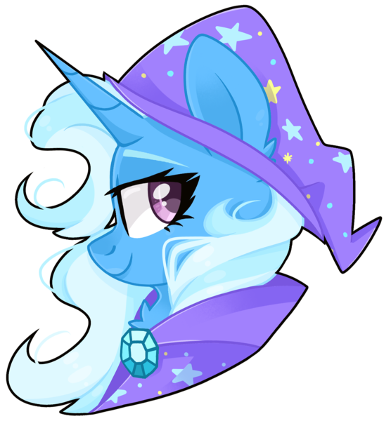 Size: 1399x1511 | Tagged: safe, artist:cinnamontee, derpibooru import, trixie, pony, unicorn, bust, cape, clothes, female, hat, image, mare, png, portrait, simple background, solo, transparent background