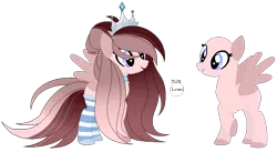 Size: 900x494 | Tagged: safe, artist:inspiredpixels, artist:tree-tokiomoon, derpibooru import, oc, oc:grace, oc:gracie, unofficial characters only, pegasus, pony, base used, base:selenaede, clothes, crown, diamond, image, jewelry, png, regalia, simple background, socks, solo, striped socks, transparent background