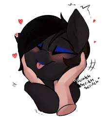 Size: 2226x2457 | Tagged: safe, artist:beardie, derpibooru import, part of a set, oc, oc:dusk coffee, bat pony, human, beardies scritching ponies, blushing, commission, cute, disembodied hand, eyes closed, hand, happy, heart, image, petting, png, tongue out, ych result
