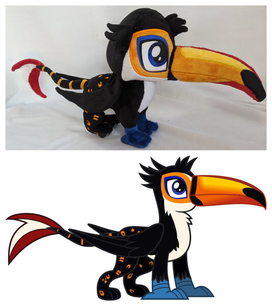 Size: 2906x3264 | Tagged: safe, artist:dungeondwellerrescue, derpibooru import, oc, oc:tristão, unofficial characters only, bird, gryphon, ocelot, toco toucan, toucan, beak, commission, folded wings, image, irl, jpeg, male, paws, photo, plushie, solo, spots, standing, talons, toucan griffon, wings