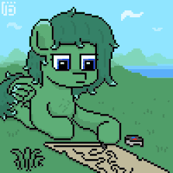 Size: 800x800 | Tagged: safe, artist:vohd, derpibooru import, oc, oc:shindy oozrein, pegasus, pony, animated, cloud, compass, drawing, frame by frame, gif, grass, image, lake, map, pixel art, solo