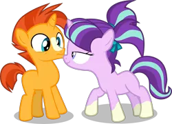 Size: 6801x4906 | Tagged: safe, artist:frownfactory, derpibooru import, edit, editor:slayerbvc, vector edit, starlight glimmer, sunburst, pony, uncommon bond, absurd resolution, blank flank, colt, colt sunburst, female, filly, filly starlight glimmer, image, male, not sure if want, out of context, png, ponies wearing sunburst's socks, simple background, sockless sunburst, socks (coat marking), transparent background, vector, younger
