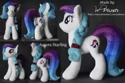 Size: 1307x871 | Tagged: safe, artist:wdeleon, derpibooru import, oc, oc:aurora starling, earth pony, pony, braid, braided ponytail, commission, custom, female, gradient mane, gradient tail, image, irl, mare, multiple angles, photo, plushie, png, solo, standing, toy, white coat