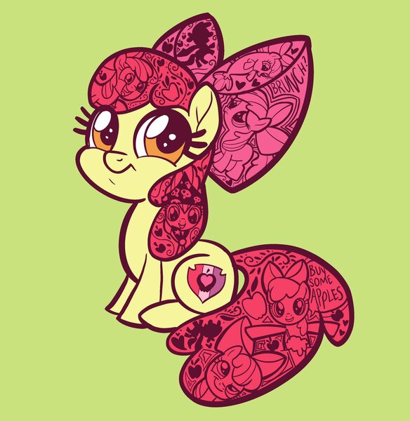 Size: 1994x2048 | Tagged: safe, artist:sophillia, derpibooru import, part of a set, apple bloom, earth pony, pony, seapony (g4), adorabloom, apple, aren't ya gonna stay for brunch, buy some apples, clothes, cute, cutie mark, decorative hatching, food, green background, image, jpeg, pouting, seaponified, seapony apple bloom, show stopper outfits, simple background, solo, species swap, the cmc's cutie marks