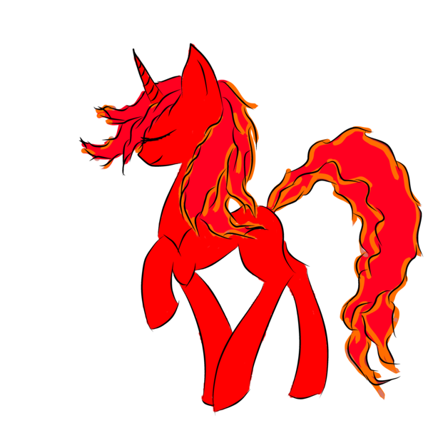 Size: 4000x4000 | Tagged: safe, artist:akscythe, derpibooru import, oc, oc:raging blaze, unofficial characters only, unicorn, derpibooru community collaboration, 2021 community collab, eyes closed, fire, happy, image, no cutie marks because im lazy, png, raised hoof, simple background, solo, transparent background