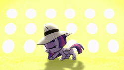 Size: 800x450 | Tagged: safe, derpibooru import, screencap, twilight sparkle, twilight sparkle (alicorn), alicorn, pony, my little pony: pony life, animated, bipedal, dancing, eyes closed, female, gif, hat, image, lying down, mare, side, smiling, solo, spinning, sportacular spectacular musical musak-ular, standing, twirling, we shine brighter together
