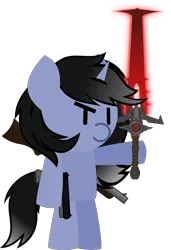 Size: 5537x8089 | Tagged: safe, artist:isaac_pony, derpibooru import, oc, oc:shainer shrapnel shock, unicorn, crucible blade, doom, doom equestria, doom eternal, female, gun, handgun, horns, image, kibiy pony, pistol, png, simple background, solo, super shotgun, transparent background, vector, weapon