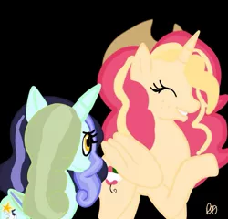 Size: 939x901 | Tagged: safe, artist:thatknuxandsilverfan, author:bigonionbean, derpibooru import, oc, oc:queen motherly morning, oc:valiant operetta, alicorn, pony, alicorn oc, black background, commissioner:bigonionbean, cowboy hat, cutie mark, female, fusion, fusion:queen motherly morning, fusion:valiant operetta, hat, horn, image, jpeg, mare, simple background, stetson, wings