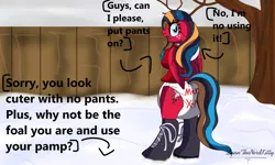 Size: 1200x722 | Tagged: suggestive, artist:lynnthenerdkitty, derpibooru import, anthro, pegasus, unguligrade anthro, cold, diaper, diaper fetish, fetish, floppy ears, image, offscreen character, png, poofy diaper, snow, transformers, windblade