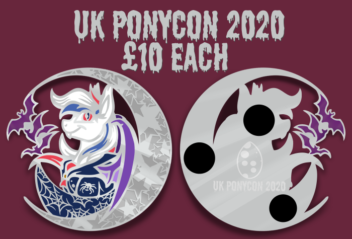 Size: 700x475 | Tagged: safe, artist:banoodle, derpibooru import, oc, oc:britannia (uk ponycon), bat pony, bat pony oc, bat wings, cape, clothes, design, enamel pin, image, moon, png, stars, ukponycon, wings