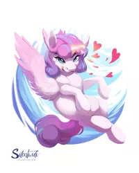 Size: 4800x6000 | Tagged: safe, artist:silentwulv, derpibooru import, princess flurry heart, alicorn, pony, absurd resolution, female, flying, heart, image, looking at you, mare, older, older flurry heart, png, solo, spread wings, tongue out, wings