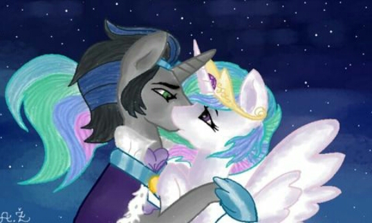 Size: 538x323 | Tagged: artist needed, source needed, safe, derpibooru import, idw, king sombra, princess celestia, alicorn, pony, unicorn, celestibra, female, good king sombra, image, jpeg, kissing, male, shipping, straight