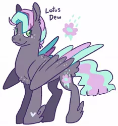 Size: 1024x1092 | Tagged: safe, artist:babypaste, derpibooru import, oc, oc:lotus dew, pegasus, pony, colored wings, colored wingtips, female, freckles, hoof fluff, image, jpeg, magical gay spawn, mare, multicolored wings, offspring, parent:soarin', parent:thunderlane, parents:soarilane, simple background, solo, white background, wing freckles, wings