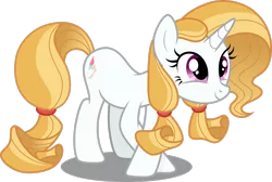 Size: 2991x2005 | Tagged: safe, artist:decprincess, derpibooru import, oc, oc:lily, pony, unicorn, bowing, curtsey, cute, female, hair ribbon, image, mare, pigtails, png, simple background, solo, transparent background, vector