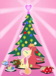 Size: 1800x2448 | Tagged: safe, anonymous artist, derpibooru import, big macintosh, fluttershy, oc, oc:late riser, bird, earth pony, owl, pegasus, pony, series:fm holidays, series:hearth's warming advent calendar, advent calendar, baby, baby pony, blanket, christmas, christmas tree, clothes, coffee mug, colt, eyes closed, family, female, fluttermac, hearth's warming, holiday, image, intertwined tails, lineless, male, mug, offspring, onomatopoeia, parent:big macintosh, parent:fluttershy, parents:fluttermac, pillow, plushie, png, pointy ponies, present, scarf, shipping, sleeping, smiling, sound effects, straight, tail, tree, zzz