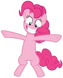 Size: 7000x8600 | Tagged: safe, artist:tardifice, derpibooru import, pinkie pie, earth pony, pony, absurd resolution, bipedal, female, grin, gritted teeth, image, looking down, png, simple background, smiling, solo, teeth, transparent background, vector