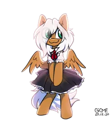 Size: 1518x1648 | Tagged: safe, artist:gicme, derpibooru import, oc, oc:viola pens, unofficial characters only, pegasus, pony, :3, big eyes, bipedal, clothes, cosplay, costume, cute, eye clipping through hair, image, maid, png, simple background, solo, transparent background