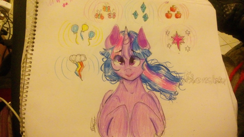 Size: 3264x1840 | Tagged: safe, artist:beyond_inside, derpibooru import, twilight sparkle, twilight sparkle (alicorn), alicorn, pony, bust, female, horn, image, jpeg, mare, signature, solo, traditional art, wings