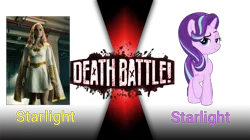 Size: 962x540 | Tagged: safe, derpibooru import, starlight glimmer, unicorn, death battle, exploitable meme, image, meme, png, starlight (the boys), superhero, the boys