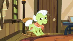 Size: 1280x720 | Tagged: safe, derpibooru import, screencap, granny smith, earth pony, pony, pinkie apple pie, female, image, png, rocking chair