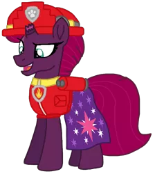 Size: 933x1043 | Tagged: safe, artist:徐詩珮, derpibooru import, fizzlepop berrytwist, tempest shadow, series:sprglitemplight diary, series:sprglitemplight life jacket days, series:springshadowdrops diary, series:springshadowdrops life jacket days, alternate universe, clothes, female, image, marshall (paw patrol), paw patrol, png, simple background, solo, transparent background