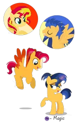 Size: 718x1163 | Tagged: safe, artist:pegasister64, derpibooru import, flash sentry, sunset shimmer, oc, family, female, flashimmer, image, male, offspring, parent:flash sentry, parent:sunset shimmer, parents:flashimmer, png, shipping, simple background, straight, transparent background