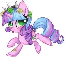 Size: 695x609 | Tagged: safe, artist:misspinka, derpibooru import, oc, oc:ivy lush, pony, unicorn, chibi, female, image, mare, png, simple background, solo, tongue out, transparent background