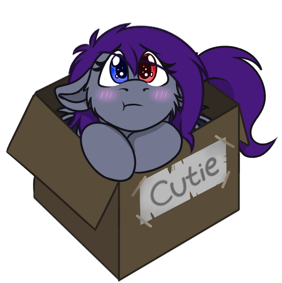 Size: 569x570 | Tagged: safe, artist:rokosmith26, derpibooru import, part of a set, oc, oc:sonar amethyst, unofficial characters only, bat pony, pony, blushing, box, cheek fluff, chibi, commission, cute, eye clipping through hair, female, floppy ears, heterochromia, image, looking at you, mare, png, pony in a box, pouting, puppy dog eyes, roko's box ponies, simple background, solo, tail, text, transparent background, ych result