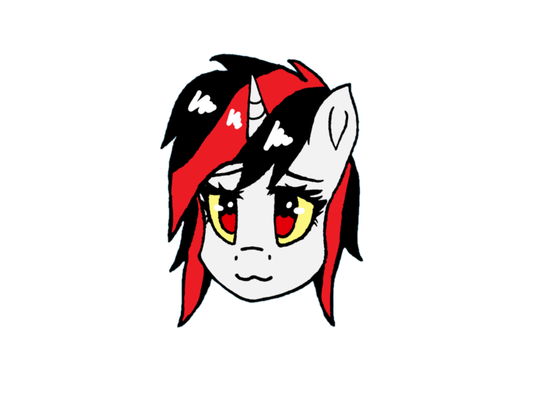 Size: 1158x869 | Tagged: safe, artist:artevi, derpibooru import, oc, oc:blackjack, pony, unicorn, fallout equestria, fallout equestria: project horizons, fanfic art, glowing eyes, head, horn, image, png, simple background, solo, transparent background, yellow sclera