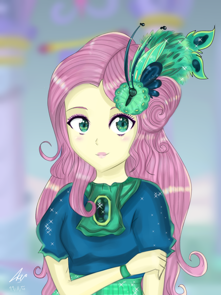 Size: 768x1024 | Tagged: safe, artist:namieart, derpibooru import, fluttershy, equestria girls, clothes, dress, gala dress, image, png, solo