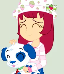 Size: 905x1044 | Tagged: safe, artist:toybonnie54320, artist:yaya54320bases, derpibooru import, dog, human, equestria girls, barely eqg related, base used, clothes, collar, crossover, equestria girls style, equestria girls-ified, hat, image, petting, png, pupcake, puppy, strawberry shortcake, strawberry shortcake (character)