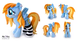 Size: 1600x858 | Tagged: safe, artist:meplushyou, derpibooru import, oc, oc:moongaze, pegasus, pony, clothes, female, image, irl, jpeg, mare, photo, plushie, socks, solo, striped socks