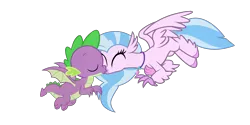 Size: 4000x2000 | Tagged: safe, artist:digimonlover101, artist:dragonchaser123, derpibooru import, edit, vector edit, silverstream, spike, dragon, hippogriff, female, image, interspecies, kissing, male, png, shipping, simple background, spikestream, straight, transparent background, vector
