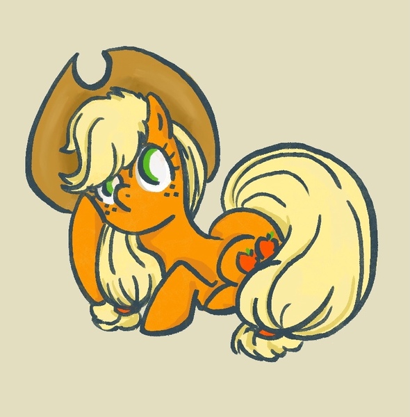 Size: 873x888 | Tagged: safe, artist:laya-21, derpibooru import, applejack, earth pony, pony, image, jpeg, simple background, solo